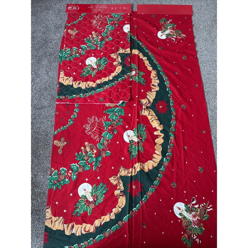 Vtg Fabric Country Christmas Fabric Sample 33" By 48"